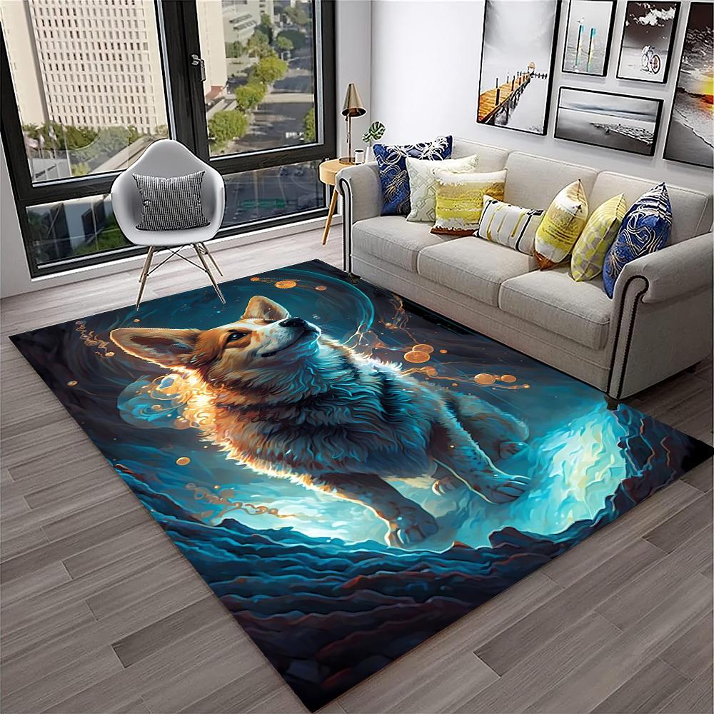 Süßer Hund Samojede, Chihuahua, Zwergspitz, Husky Cartoon Teppich für Zuhause Wohnzimmer Schlafzimmer Sofa Fußmatte Dekoration, Kinder Rutschfest