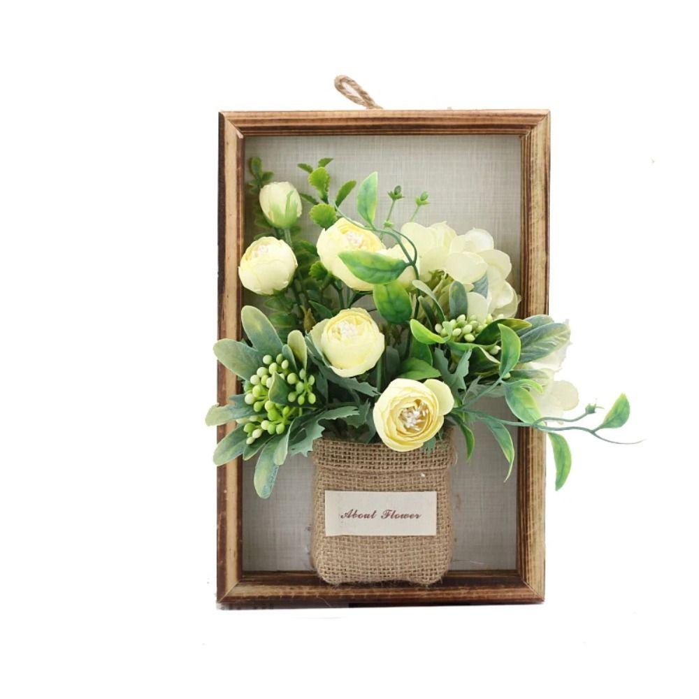 Wooden Faux Flowers Wall Decor Photo Frame Imitation Flowers Decoration  Flower Display