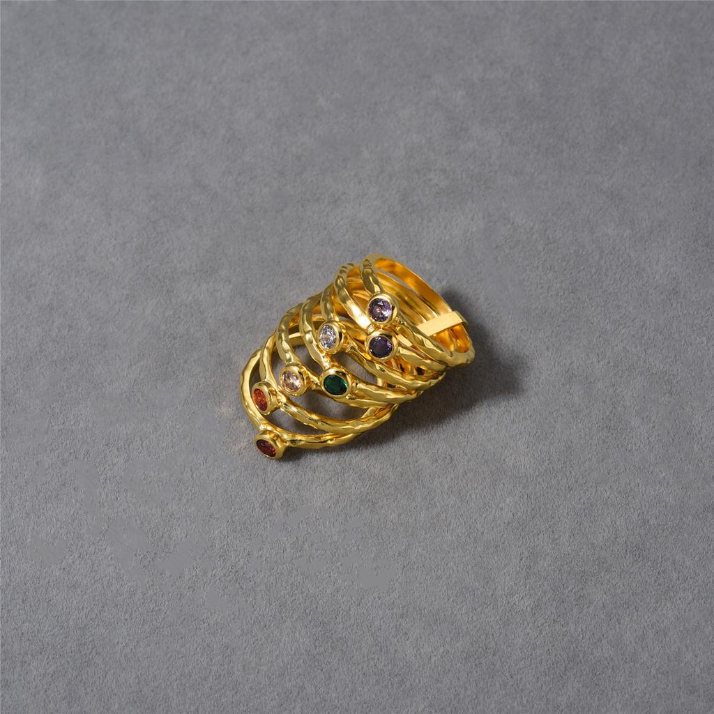 Vintage Modischer Hammer Schlag Mehrschichtig Vogelnest Diamant Zirkon Ring Nischen Design High-End Personalisierter Ring