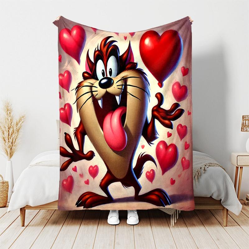 1pc Blanket Taz Mania Print Design, Lightweight Blanket for Sofa, Bed- Soft &Warm, Gift for All Seasons like Christmas, Halloween