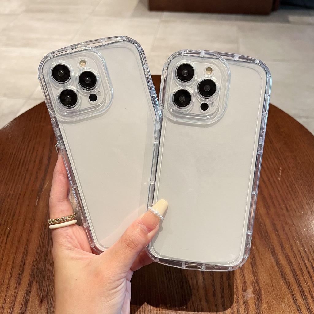 Applicable to iPhone16ProMax Cream Round Eye Transparent Phone Case 14 Apple 13 Small Hole 12/15 Premium 11