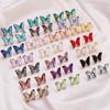 A Pair 15×20mm Copper Earrings  Crystal Glass Colorful Butterfly Shaped Ear Hooks Diy Women's Exquisite Gift Accessories