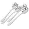 4Pcs Elegant Stainless Steel Shell Spoon Mirror Finish Thickened Handle Easy Grip Dessert Tea Ice Cream Coffee Spoon for Kitchen