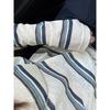 Retro crew neck contrasting color long-sleeved striped t-shirt women's spring and autumn thin loose lazy versatile summer sunscreen blouse