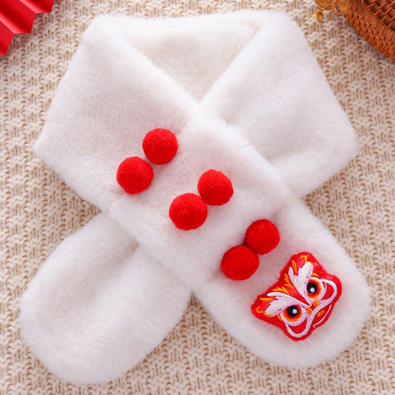 Festlicher Plüsch-Nian-Biest-Schal für Kinder - Dick, warm, niedlich und weicher Halswärmer für Babys