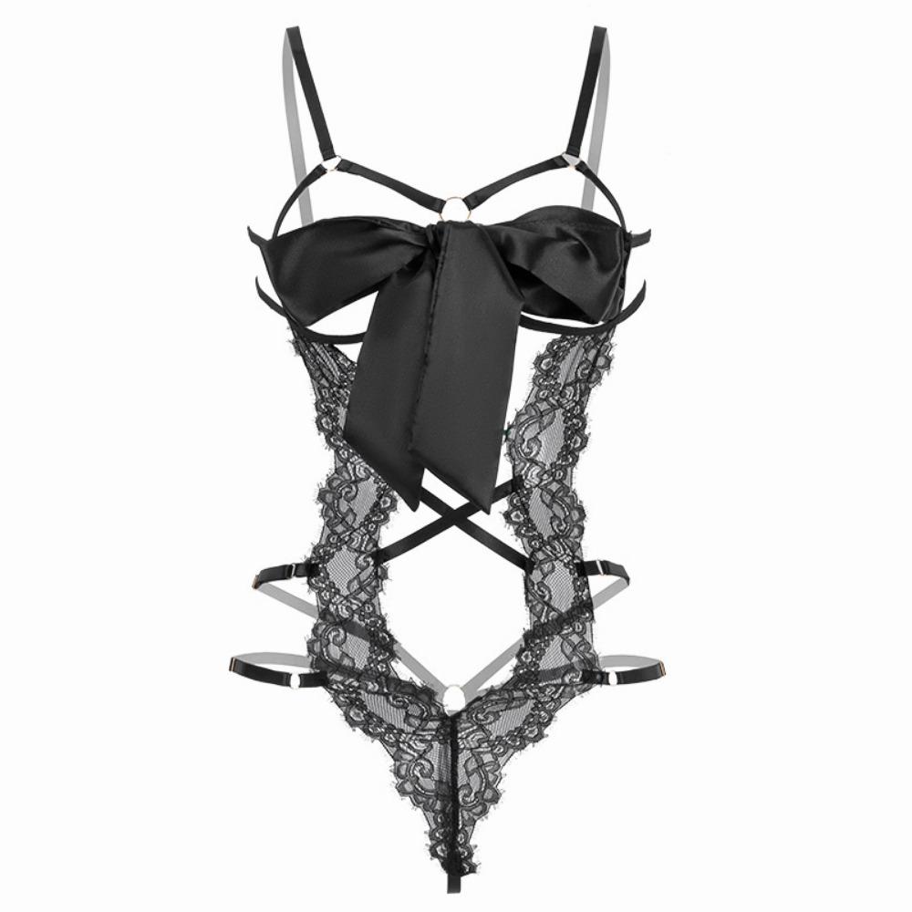 Domila Erotic Underwear Sexy Chest Hollow Strap Suspender Lace Onesie Uniform Set Sent on Behalf of F219