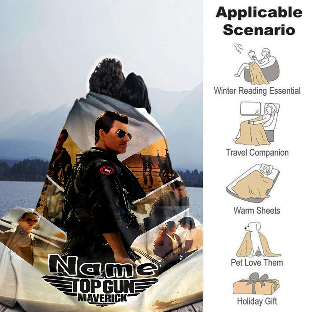 Customiz Name Personality Top Gun Maverick Blanket Soft &Warm Sofa Office Bed Travel Lunch Break Blanket, Gift Suitable All Seasons