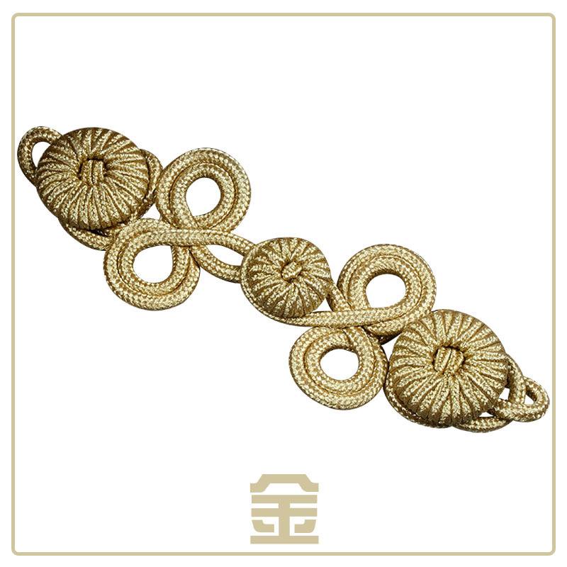 1pcs Vintage Chinese Knot Buttons Gold Lace Trim Clasps for Cheongsam Decor, Dance Dress, DIY Sewing Accessory