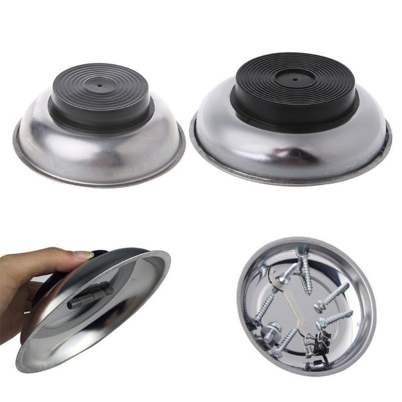 Round Magnetic Parts Tray Bowl Dish Stainless Steel Garage Holder Tool Organizer Drop Ship