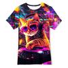 Hip Hop Cat T-shirt For Men Party Round Neck Short Sleeve TShirts Hip Hop Street Summer Trend Women Tees Top