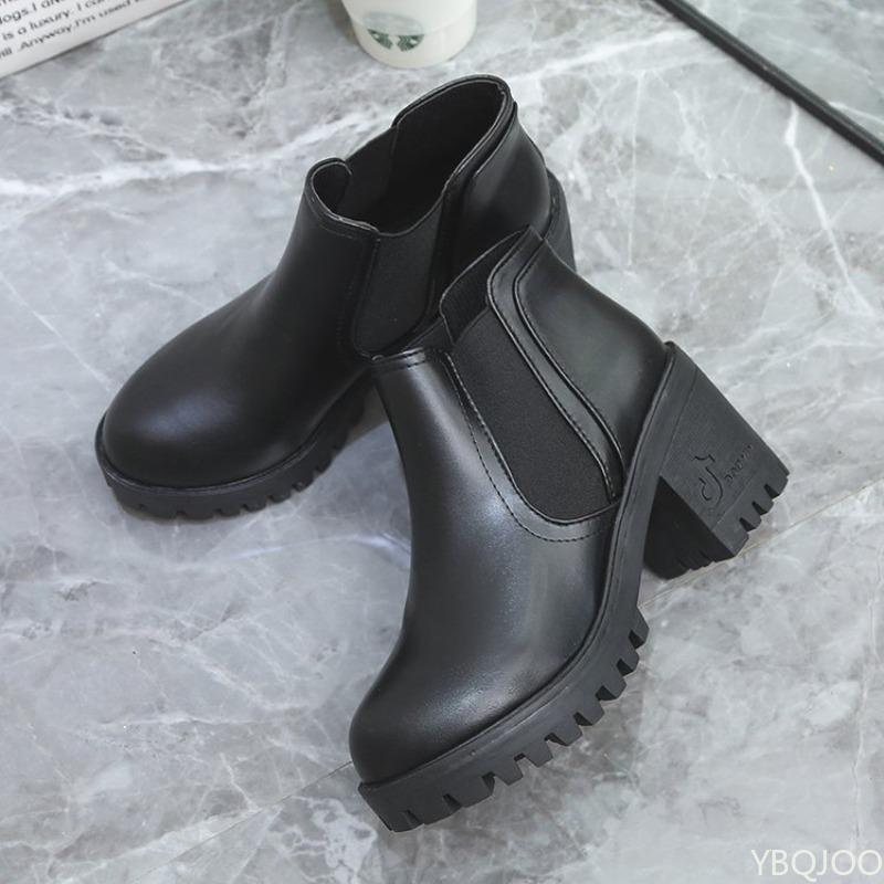 Fashion Classic short boots waterproof platform thick heel new autumn winter comfortable round toe high heels casual  women's boots