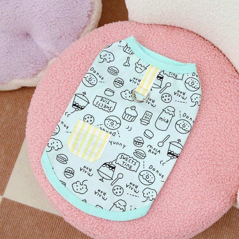 Dog Vest Summer Cartoon Food Graffiti Thin Shirts Dog Puppy T-Shirt Cat Clothing Chihuahua Cooling Dog Vest Pet Cat Dogs Clothes