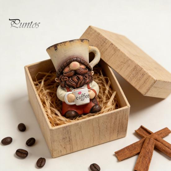 Hand Painted Gnome Set Coffee Ornaments, Cute Resin Figurines, Decorative Tabletop Kitchen Decor Centerpiece for Bar & Lovers Figurines