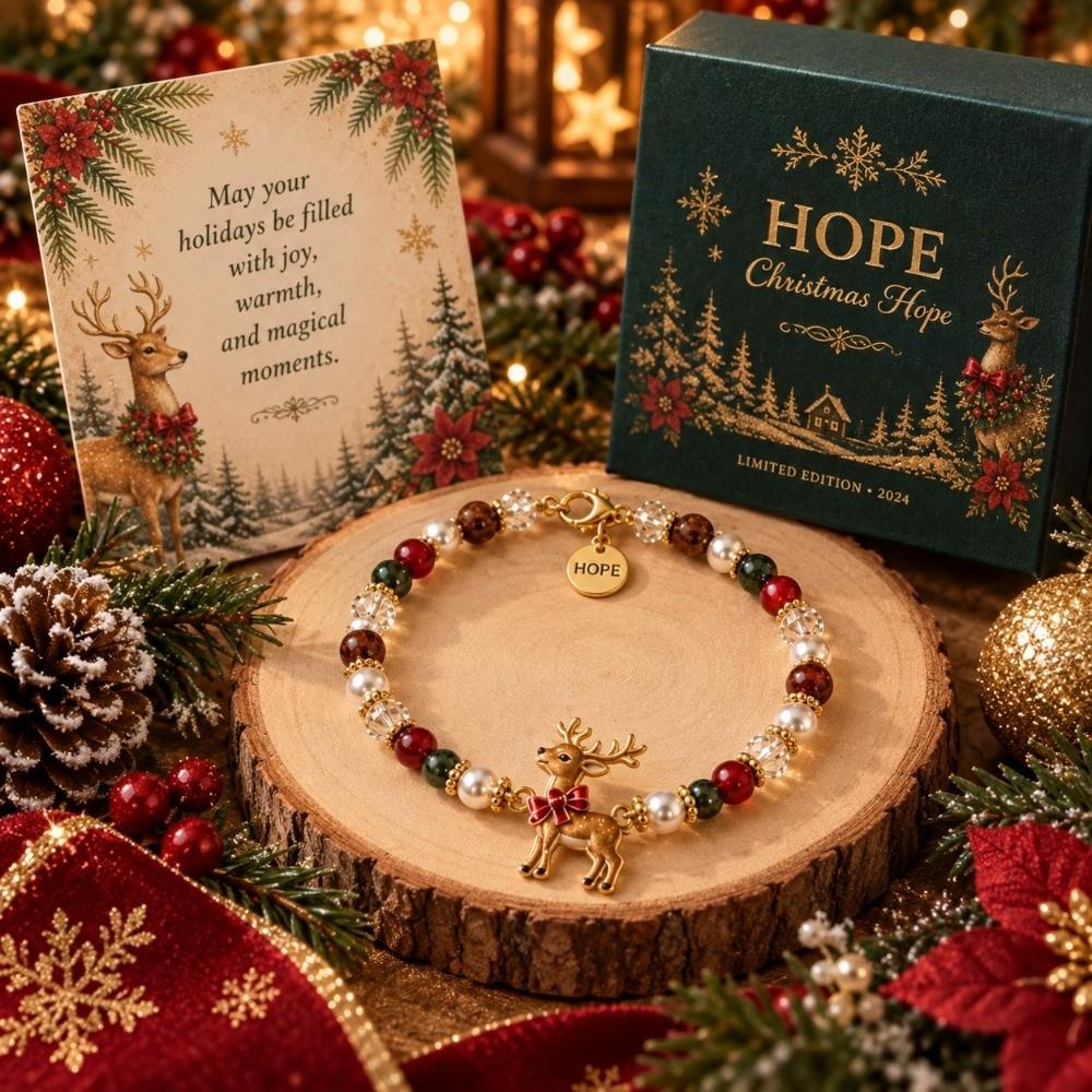 Santa Claus Crystal Beaded Bracelet Snowman Women Bangle Christmas Bracelets Party Favor