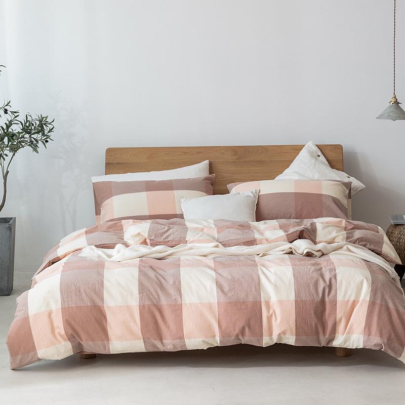 

Постільна білизна Muji з бавовни в клітинку - Простий японський стиль 160x210