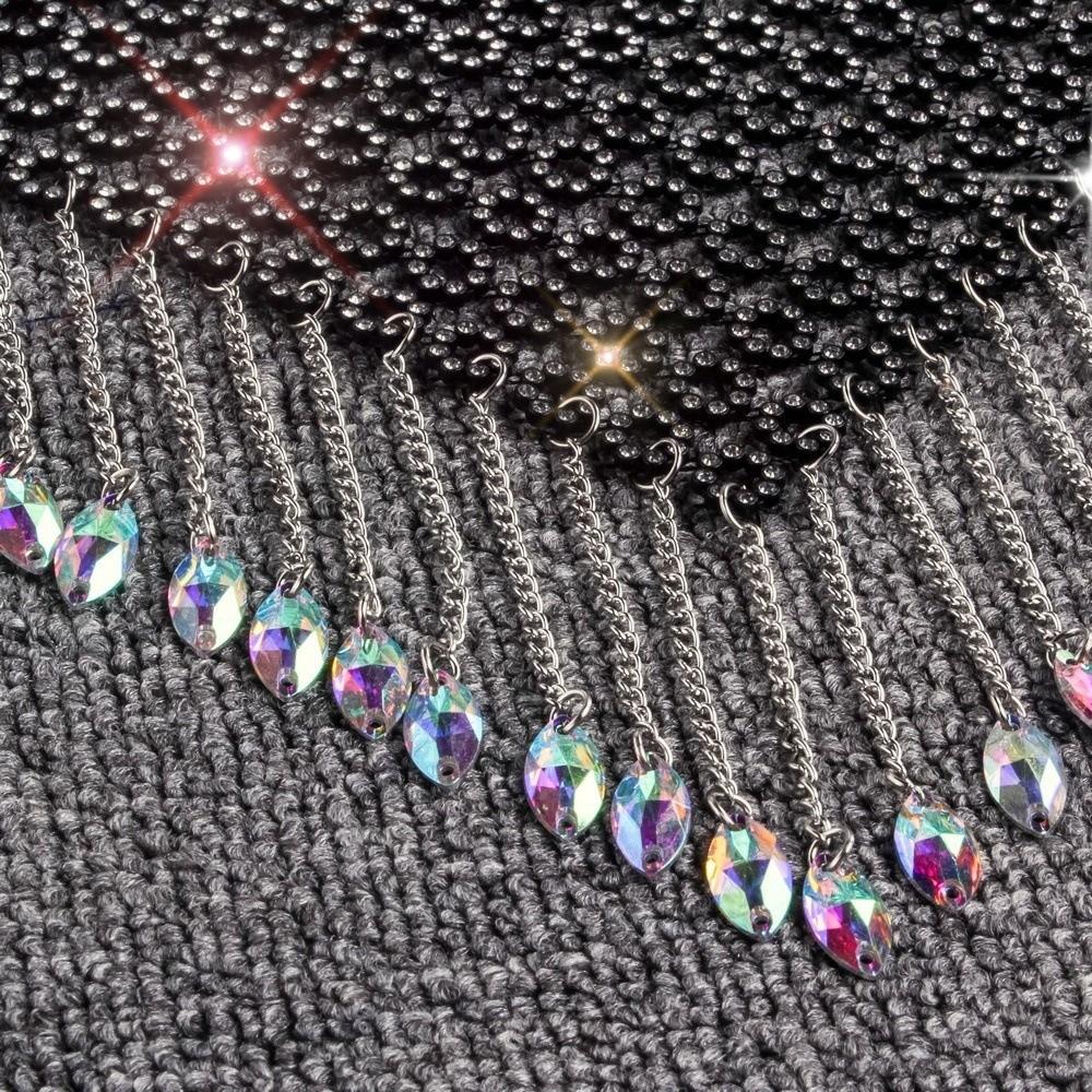 Tassel Face Cover Fishing Net Masquerade Mask Delicate Rhinestone Mask  Dance Party