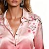 Women's floral print button-down shirt, long-sleeved collar shirt, suitable for both casual and professional wear, versatile for all seasons.