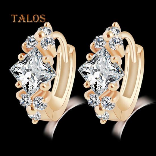 Luxury Shining Cubic Zirconia Hoop Eardrop Huggie Earring Jewelry Charm