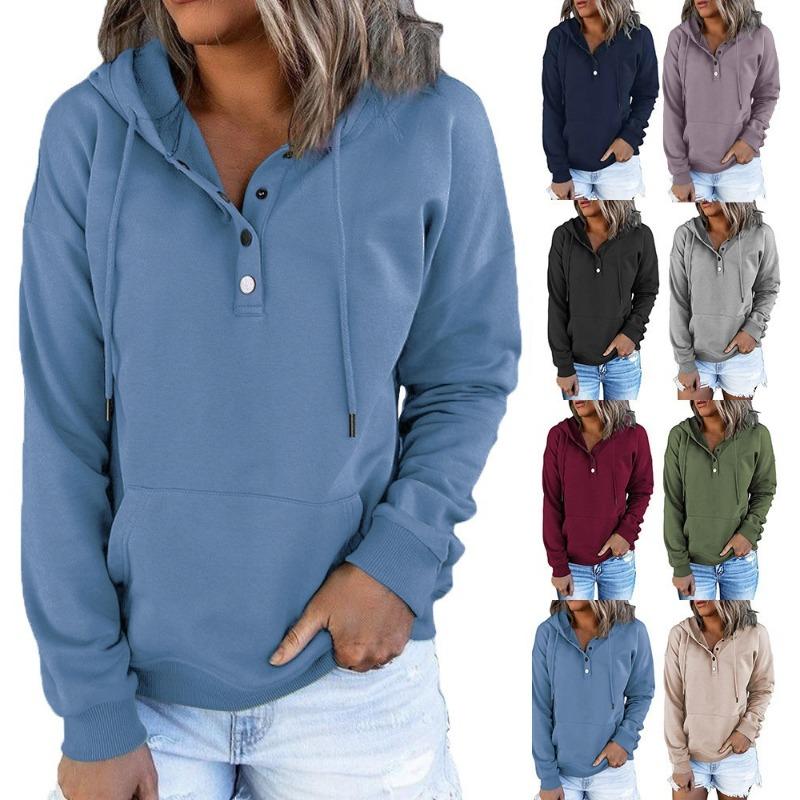 Women S Long Sleeve Loose Casual Hooded Sweatshirt With Drawstring Pockets