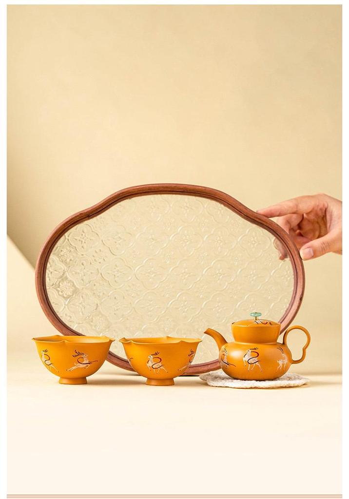 Elegant Duan Ni Purple Clay Teapot & Two Cups Set - High-End Tea Brewing Gift Box Souvenir