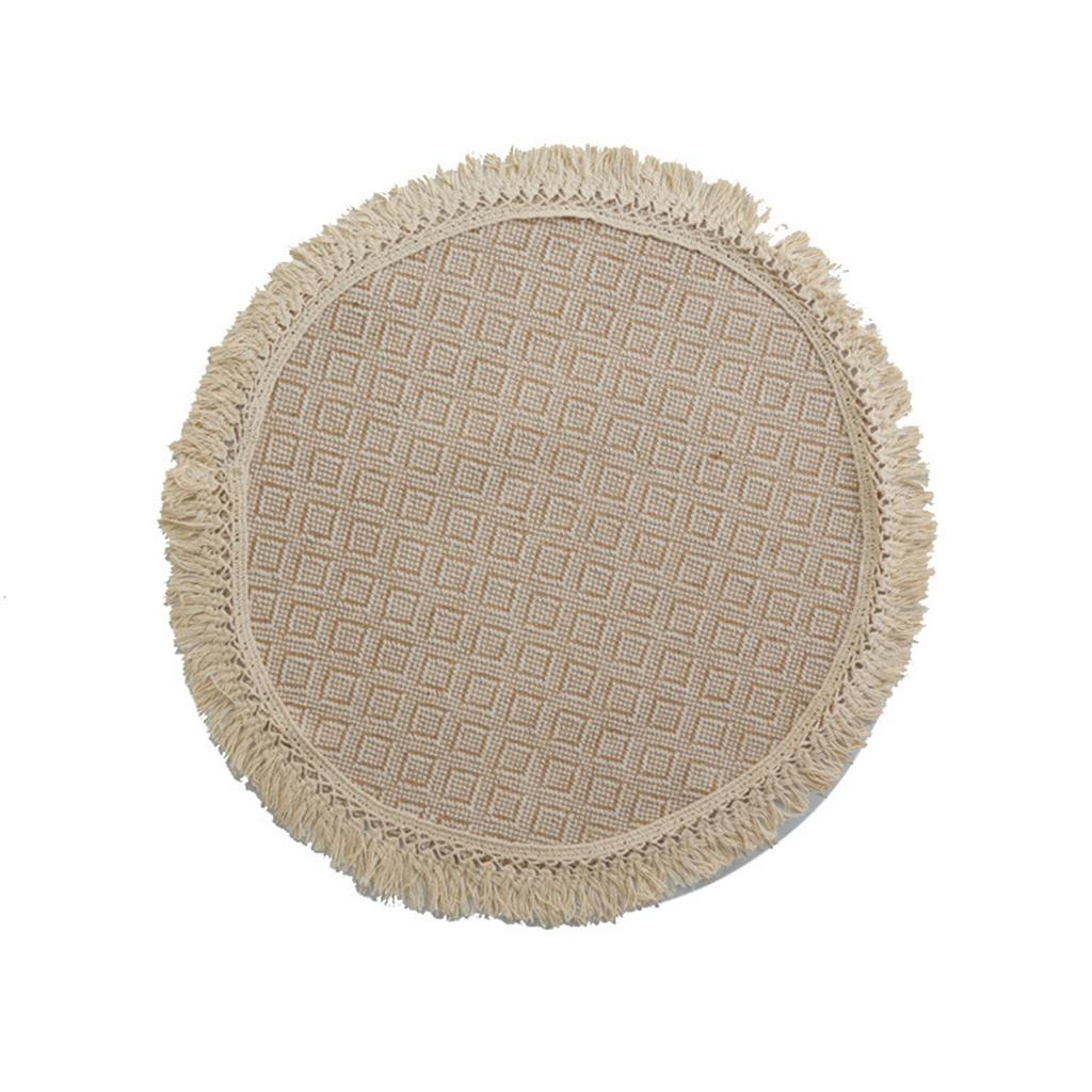 Round Placemats Linen Material Table Mat Drinking Coaster Heat Insulation Mat Round Table Mats for Kitchen Restaurant
