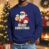 Men's Casual Long Sleeve Crewneck Top with Christmas Print for Holiday Celebrations