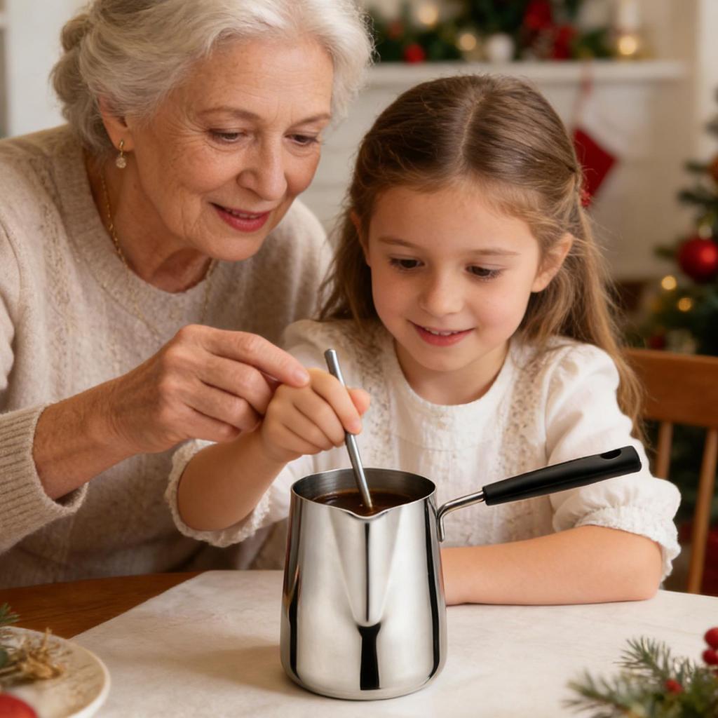 Small Coffee Pot 600ml Drinks Melting Pot with Pouring Spout Stove Drinks Pan for Coffee Milk Tea Hot Chocolate Apartment Home