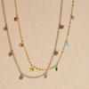 Chic Colored CZ Stone Chain Necklaces For Women, Stainless Steel  Cubic Zirconia Pendant Necklace,  Fashion Party Jewelry Gifts