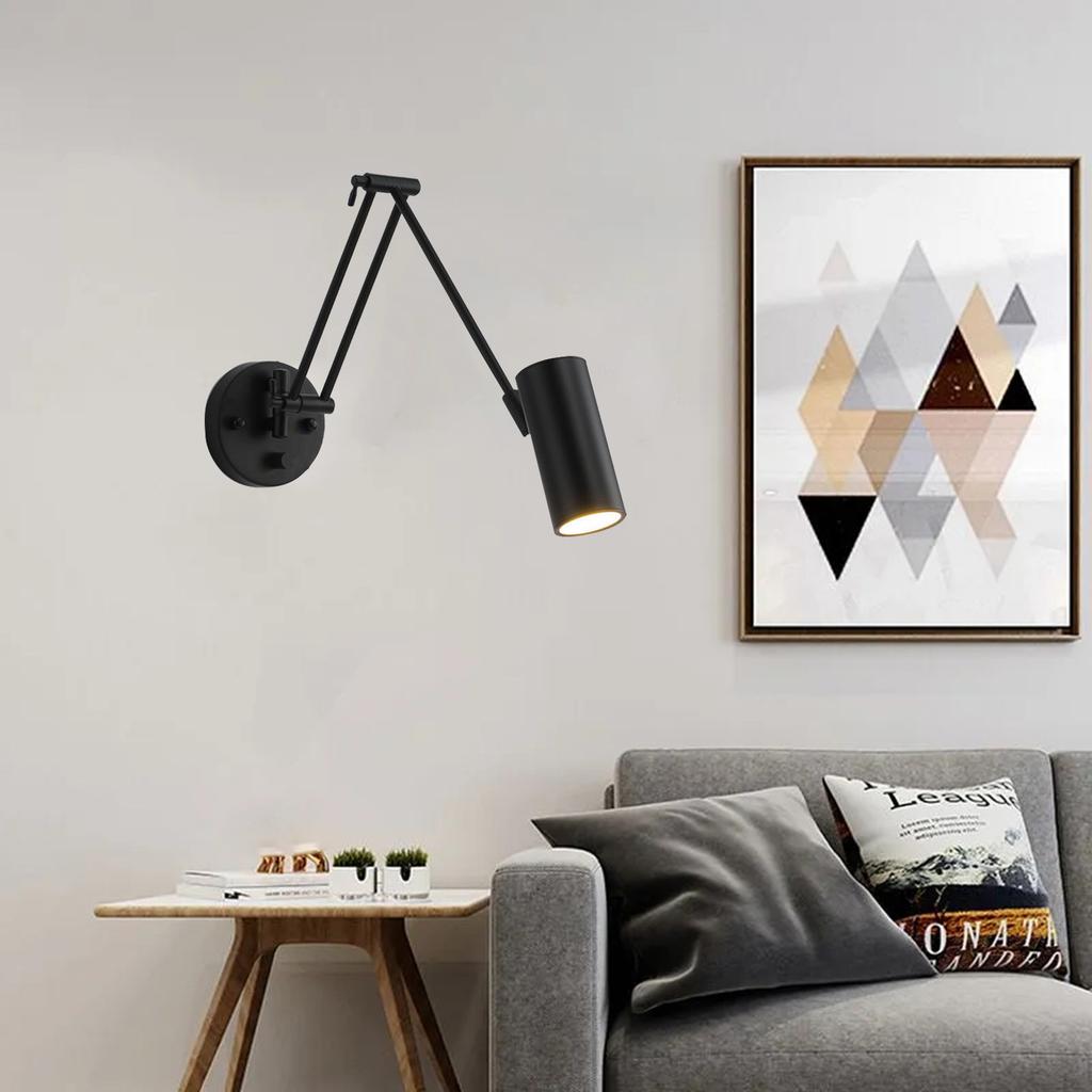 Led Dimmable Wall Lamp Bedroom Bedside Reading Light Folding Telescopic Switch Modern Creative Study Rocker Wall Light Fixture
