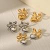 Fastion Heart Bow Copper Color Matching Earrings Party Stainless Steel Waterproof Fashion Zircon for Women Valentine's Day Gift
