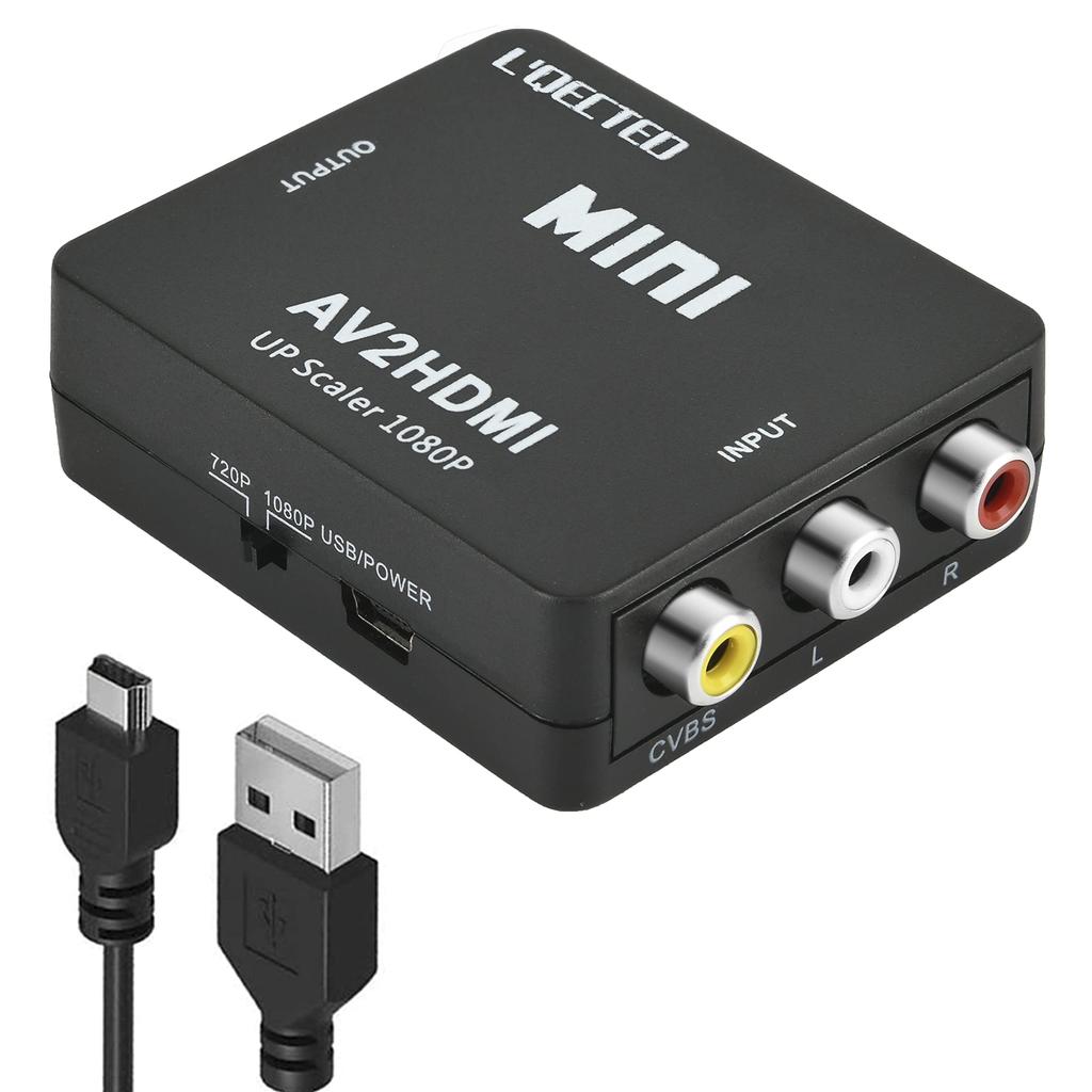 AV to HDMI Converter with RCA to HDMI AV2HDMI USB Converts Composite to Audio Transfer Compatible with Super VCR and DVDs L'QECTED Converter, Cable,