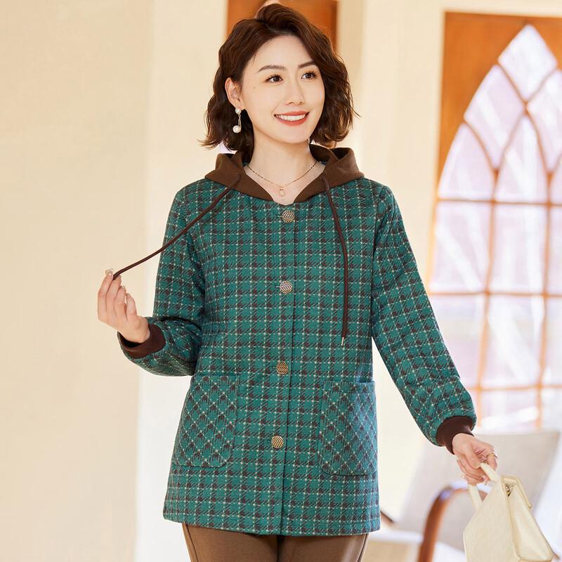 Pasite Women's Casual Plaid Hooded Long Sleeve Cardigan