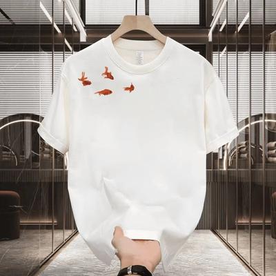 Camiseta de Algodão para Casais Manga Curta Preto Branco Tops Respirável Confortável Macio Casual Esportivo