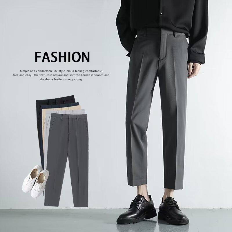 Pants Men's Trend Spring and Autumn New Nine-point Small Trousers Men's Slim-fitting Drape Suit Pants Casual Trousers