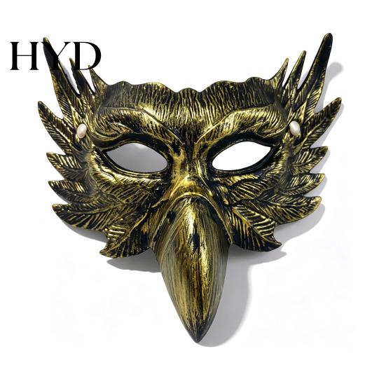 Bequeme Sichtmaske Halloween Adler Halbmaske, Vintage Gold Venezianischer Stil Maskenball Gothic Cosplay Requisiten Kostüm
