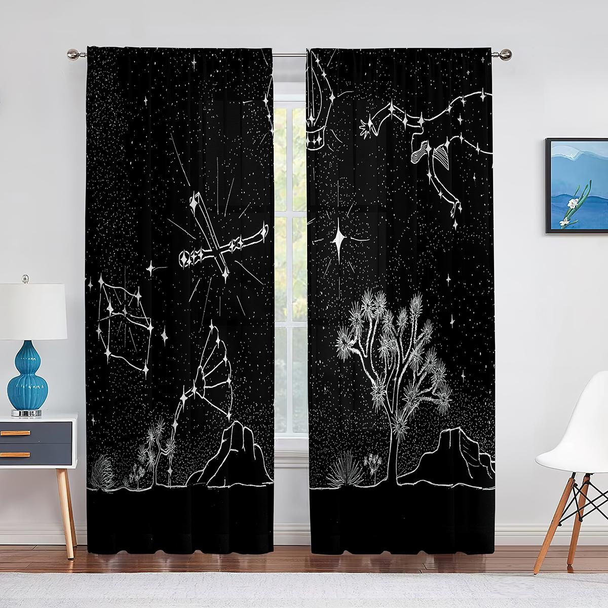 Астрология Тюль Шторы Созвездие Зодиака и Планеты Окно Прозрачная Вуаль Шторы — фото 15