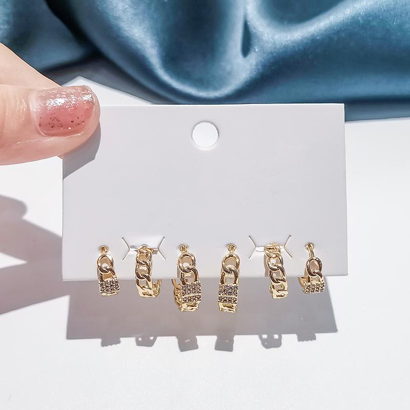 

ANENJERY 6 шт./компл. комплект серег-кольцов с цепочкой, модные французские серьги для женщин, ювелирные изделия