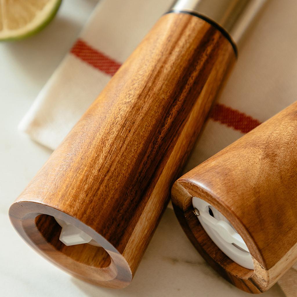 Durable Salt and Pepper Grinder Set with Base Holder Coarse Salt and Pepper Mill Wood Material Salt and Pepper Mill Set