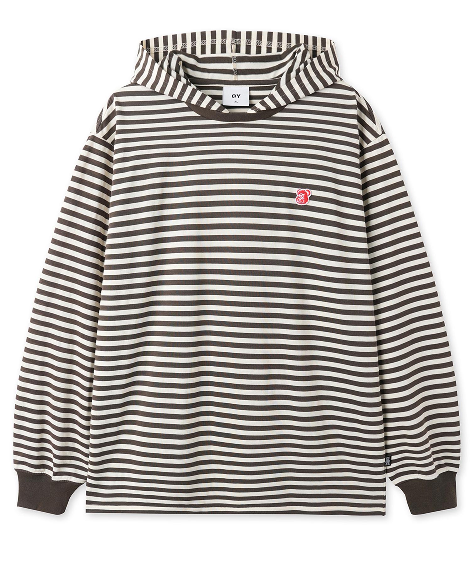 Oy Stripe Hooded L/S Tee - Brown M