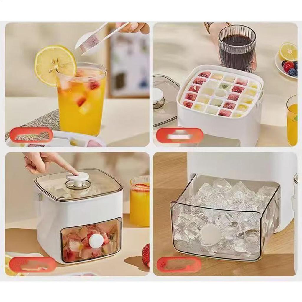 Ice Tray Mold Chilling Cube Maker Bin With Lid Portable Large Capacity Ice Maker Tool for Gathering Picnic Camping Kitchen Party