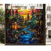 Maßgefertigte Glasfolien, Buntglas-Aufkleber statisch haftend, Milchglas-Sichtschutzdruck Retro Vintage Landschaft Fenster Tür Hausdekoration