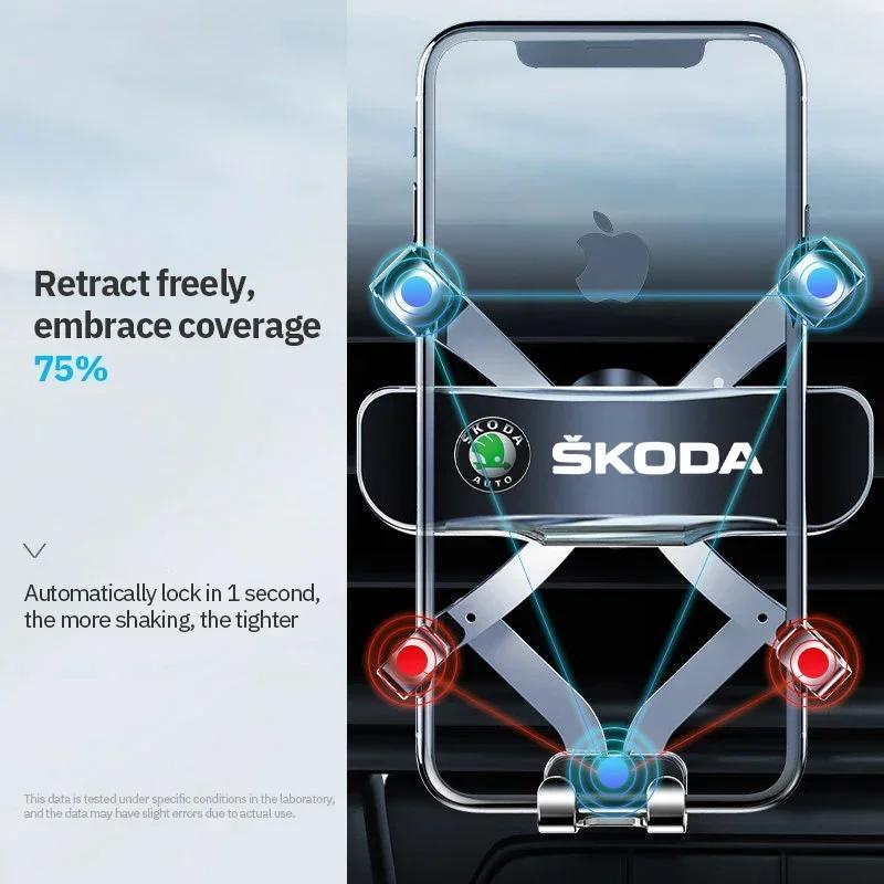 Car Sticker 2026 Hot Car Phone Holder Air Vent Clip Mount Mobile GPS Support Smartphone Stand For Skoda Octavia Fabia Rapid Yeti