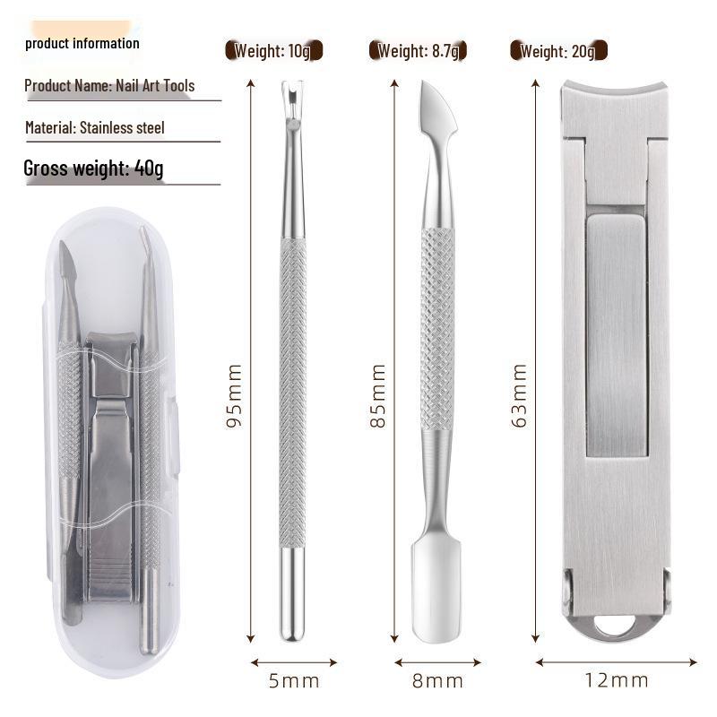 Nail Art Stainless Steel Universal Clipper Set - Double-Sided for Fingernails & Toenails