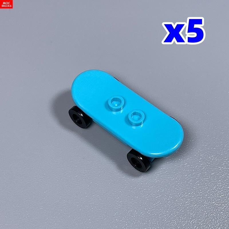 Non-Toxic 5Pcs/Lot Moc Bricks Player Skateboard With Trolley Wheel Holders Trolley Building Blocks Fit With 42511&2496 Toys Gifts