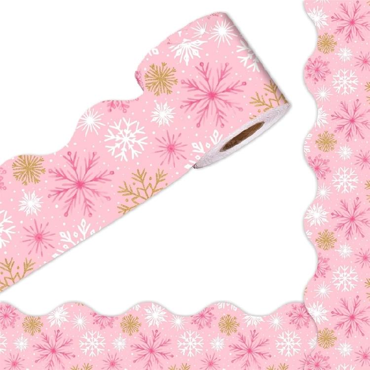 

Snowflakes Border Sticker Bulletin Board Border Trim 65ft for Notice Board Chalkboard Classroom Christmas Decoration 1