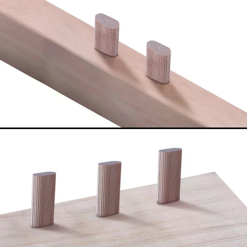 50Pcs Domino Solid Wood Tenon DIY Joinery Beech Wood Nail Cork Block Bolts Joinery Plugs Furniture Splicing Connectors