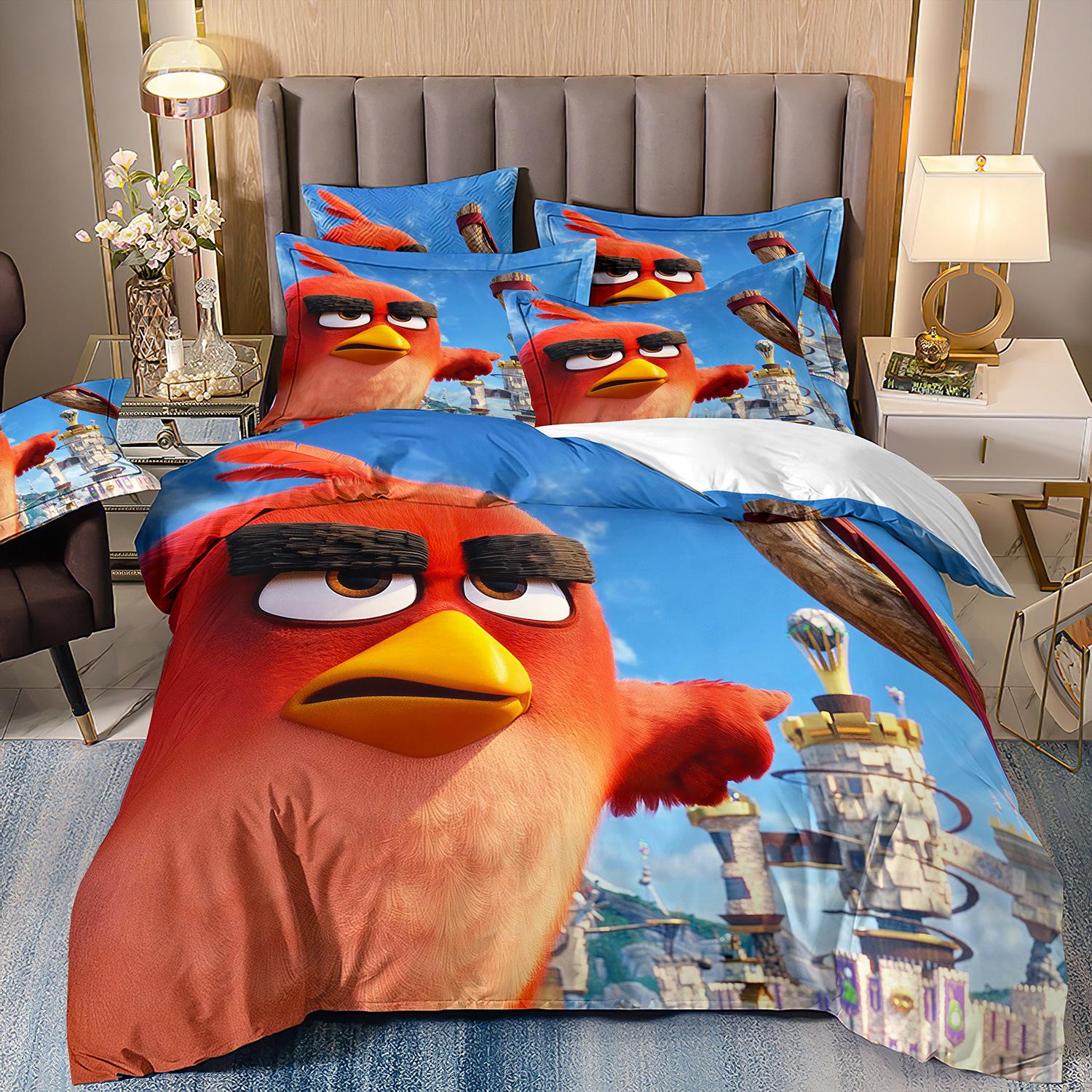 

3D-друкована постільна білизна з мотивами Angry Birds, комплект ковдр з трьох або чотирьох предметів для дітей з мультфільмами cover 70 * 133 and 50 * 75 * 1