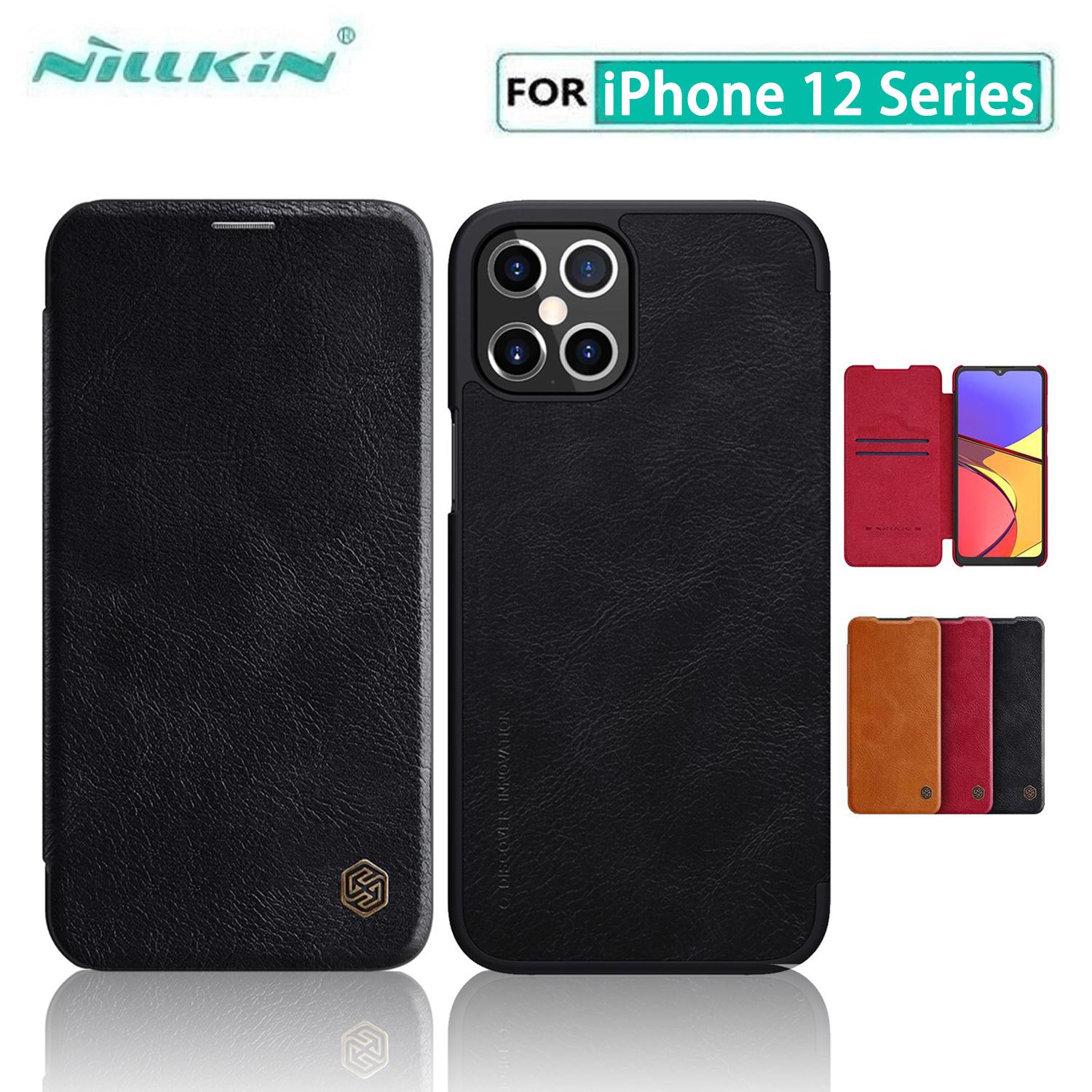 

Caes для iPhone 12 Pro Max Nillkin Qin Series откидная крышка из искусственной кожи для iPhone 12 Mini Case