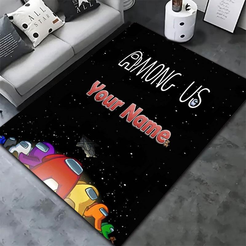 Among Us Custom Name Carpet Rug for Living Room Bedroom Home Sofa Decoration,Kids play Non-slip Floor Mat