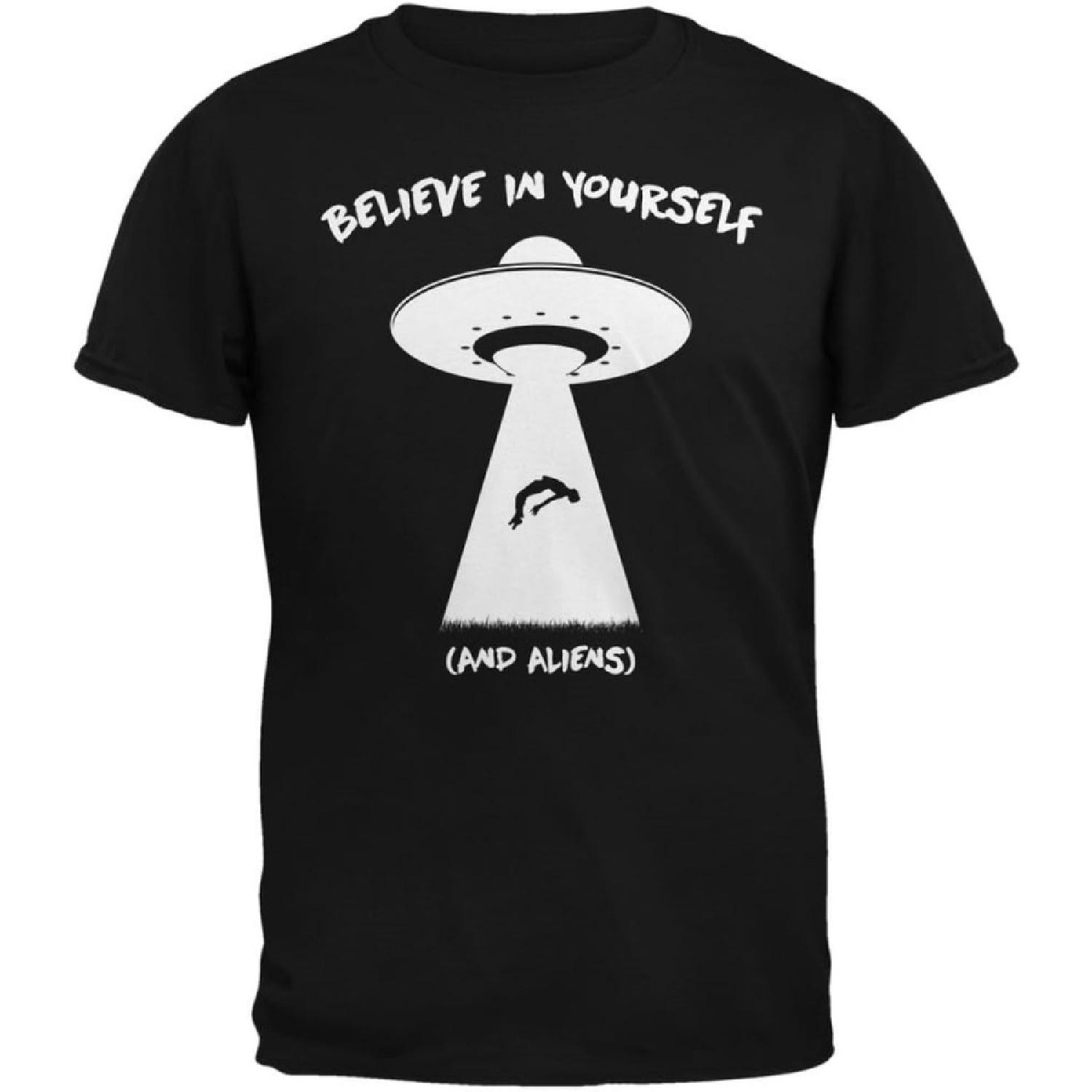 Old Glory Believe in Yourself (and Aliens) Black Adult T-Shirt S